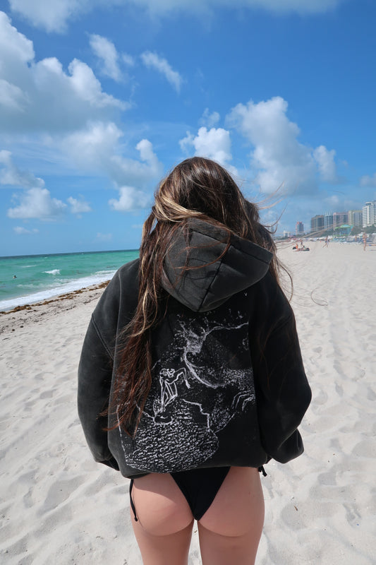 black “surf” hoodie