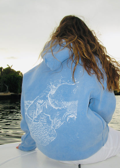 blue “surf” hoodie